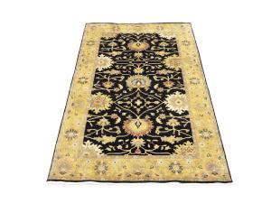 Black Traditional Floral 5x8 Oushak Chobi Oriental Rug