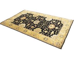Black Traditional Floral 5x8 Oushak Chobi Oriental Rug