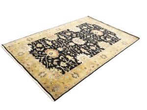 Black Traditional Floral 5x8 Oushak Chobi Oriental Rug
