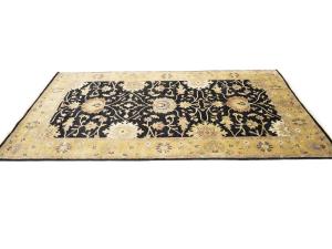 Black Traditional Floral 5x8 Oushak Chobi Oriental Rug