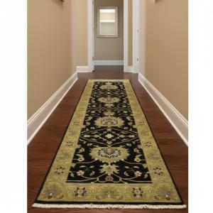 Black Floral 2'5x7'11 Osh Chobi Oriental Runner Rug