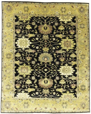 Black Traditional Floral 8X10 Oushak Chobi Oriental Rug
