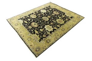 Black Traditional Floral 8X10 Oushak Chobi Oriental Rug