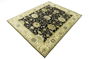 Black Traditional Floral 8X10 Oushak Chobi Oriental Rug