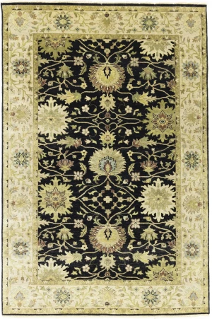 Black Transitional Floral 6X9 Oushak Chobi Oriental Rug