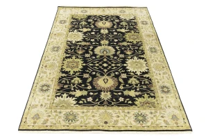Black Transitional Floral 6X9 Oushak Chobi Oriental Rug