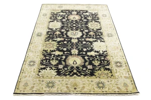 Black Transitional Floral 6X9 Oushak Chobi Oriental Rug