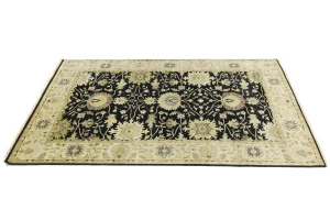 Black Transitional Floral 6X9 Oushak Chobi Oriental Rug