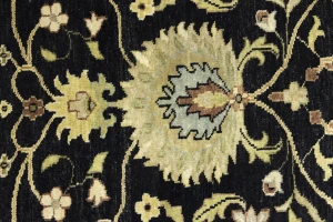 Black Transitional Floral 6X9 Oushak Chobi Oriental Rug