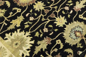 Black Traditional Floral 5x8 Oushak Chobi Oriental Rug