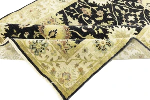 Black Traditional Floral 5x8 Oushak Chobi Oriental Rug