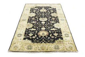 Black Traditional Floral 5x8 Oushak Chobi Oriental Rug