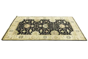 Black Traditional Floral 5x8 Oushak Chobi Oriental Rug