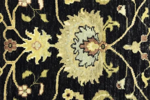 Black Traditional Floral 5x8 Oushak Chobi Oriental Rug