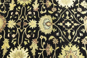 Black Traditional Floral 5x8 Oushak Chobi Oriental Rug