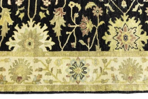 Black Traditional Floral 5x8 Oushak Chobi Oriental Rug