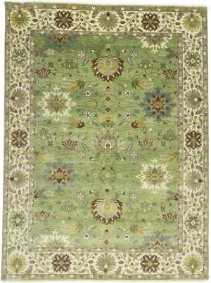 Green Floral Traditional 9x12 Oushak Chobi Oriental Rug