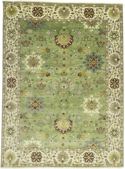 Green Floral Traditional 9x12 Oushak Chobi Oriental Rug