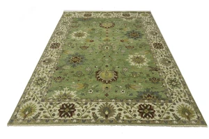 Green Floral Traditional 9x12 Oushak Chobi Oriental Rug