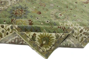 Green Floral Traditional 9x12 Oushak Chobi Oriental Rug