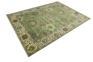 Green Floral Traditional 9x12 Oushak Chobi Oriental Rug