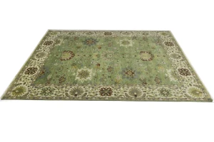 Green Floral Traditional 9x12 Oushak Chobi Oriental Rug