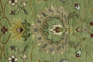 Green Floral Traditional 9x12 Oushak Chobi Oriental Rug