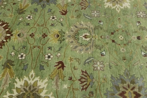 Green Floral Traditional 9x12 Oushak Chobi Oriental Rug