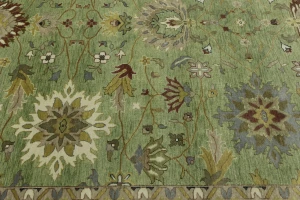 Green Floral Traditional 9x12 Oushak Chobi Oriental Rug
