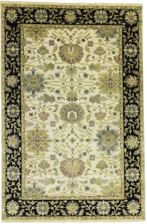 Cream Floral Transitional 6X9 Oushak Chobi Oriental Rug