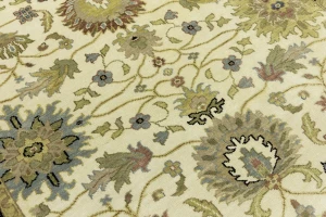 Cream Floral Transitional 6X9 Oushak Chobi Oriental Rug