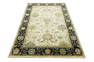 Cream Floral Transitional 6X9 Oushak Chobi Oriental Rug