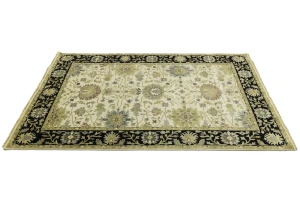 Cream Floral Transitional 6X9 Oushak Chobi Oriental Rug