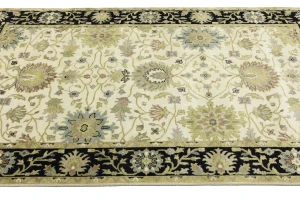 Cream Floral Transitional 6X9 Oushak Chobi Oriental Rug
