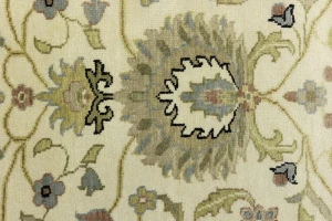Cream Floral Transitional 6X9 Oushak Chobi Oriental Rug