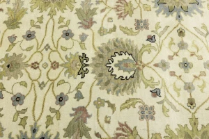 Cream Floral Transitional 6X9 Oushak Chobi Oriental Rug