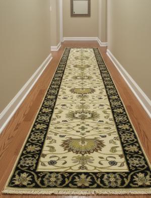 Cream Floral Transitional 2'5X12 Oushak Chobi Oriental Runner Rug