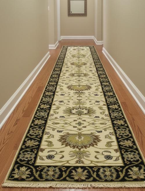 Cream Floral Transitional 2'5X12 Oushak Chobi Oriental Runner Rug