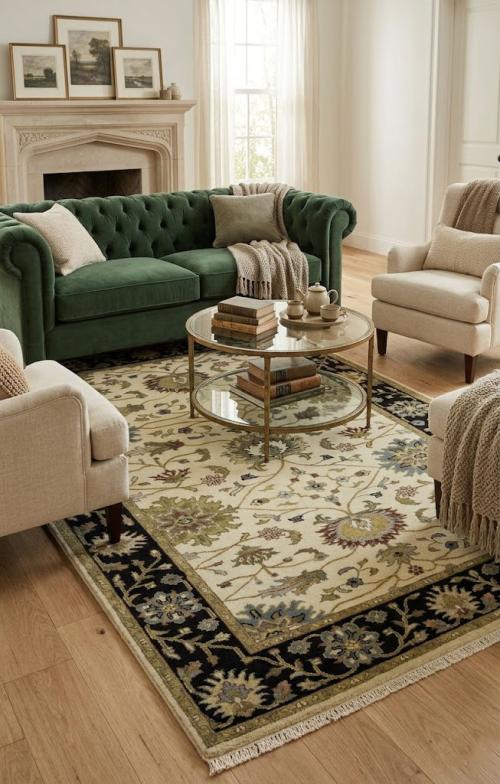 Cream Floral Traditional Oushak Chobi Oriental All size