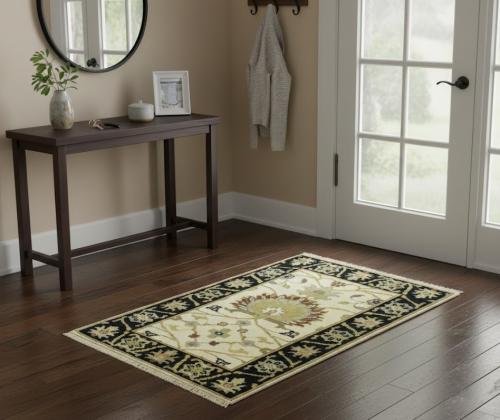 Cream Floral Traditional 2X3 Oushak Chobi Oriental Rug