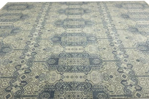 Cream Geometric Transitional 12x15 Chobi Oriental Rug