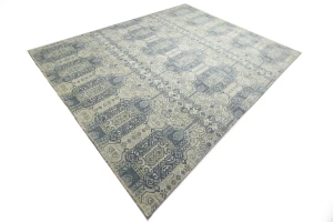 Cream Geometric Transitional 12x15 Chobi Oriental Rug