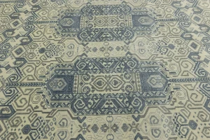Cream Geometric Transitional 12x15 Chobi Oriental Rug