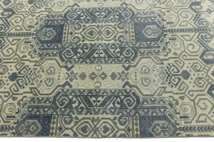 Cream Geometric Transitional 12x15 Chobi Oriental Rug