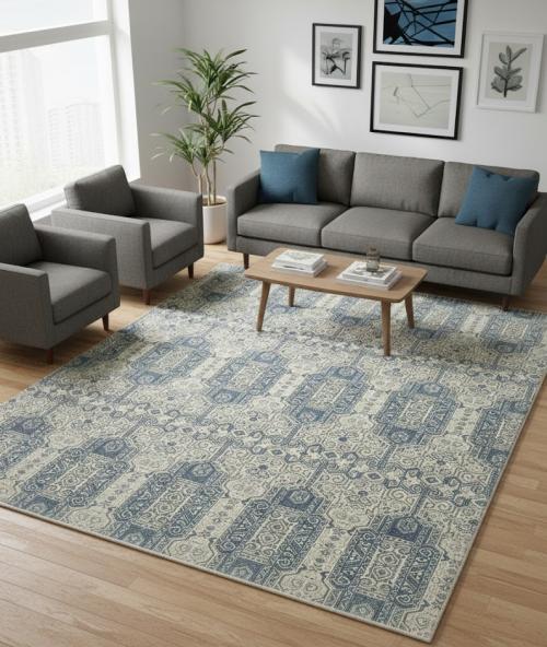 Cream Geometric Transitional 12x15 Chobi Oriental Rug