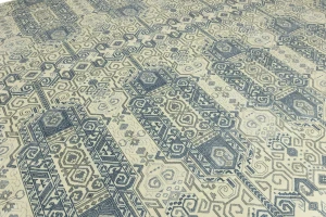 Cream Geometric Transitional 12x15 Chobi Oriental Rug