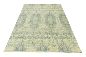 Sage Geometric Transitional 8x10 Chobi Oriental Rug