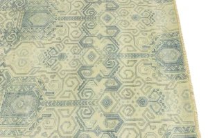 Sage Geometric Transitional 8x10 Chobi Oriental Rug