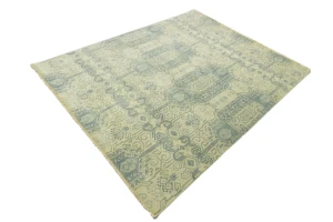 Sage Geometric Transitional 8x10 Chobi Oriental Rug