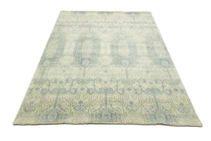 Sage Geometric Transitional 8x10 Chobi Oriental Rug